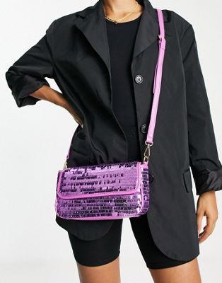 Public Desire The Lina baguette shoulder bag in pink sequin