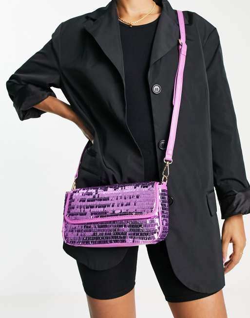 Public Desire - The Lina - Baguette-skuldertaske i pink pailletter