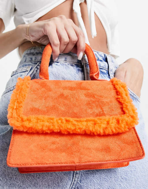 Public Desire The Sloane bag in orange suede and borg, 2 of 4