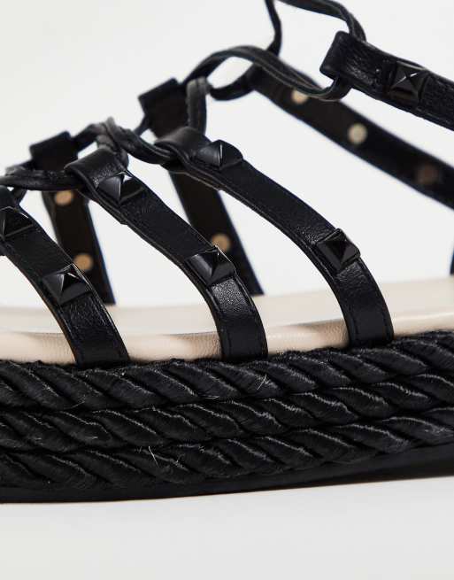 Public Desire Thea lace-up studded gladiator sandals in black , 3 of 4