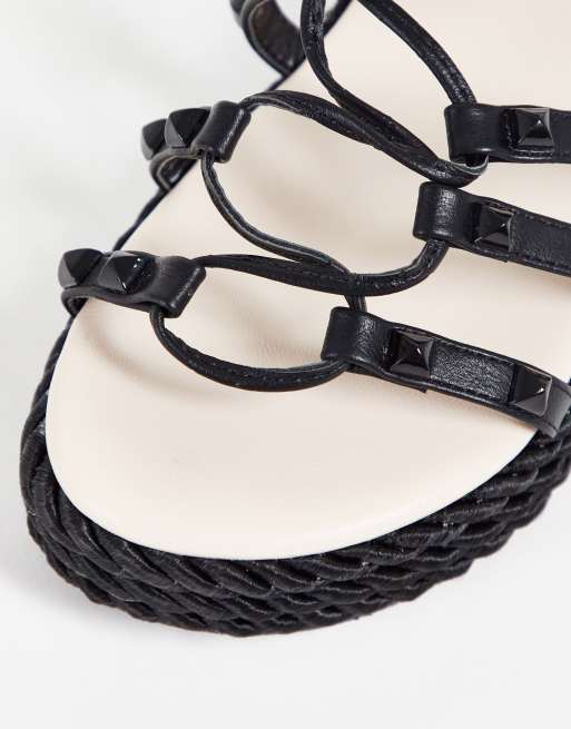 Public Desire - Thea - Sorte gladiator-sandaler med snører og nitter , 4 af 4