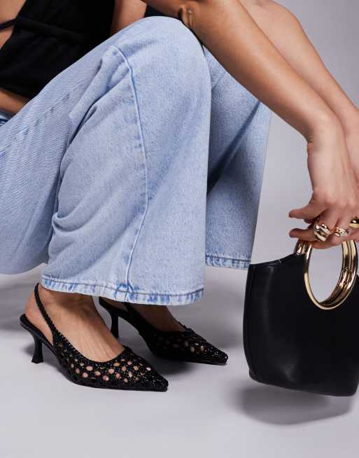 Public Desire – Thelma – Geflochtene Slingback-Schuhe in Schwarz mit Absatz, 2 von 4