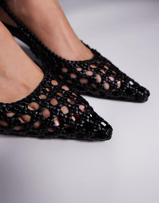 Public Desire – Thelma – Geflochtene Slingback-Schuhe in Schwarz mit Absatz, 4 von 4