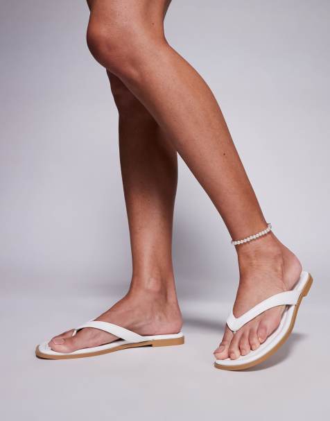 Public Desire thong flat sandals in white - view 1