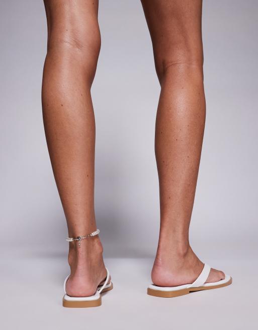 Public Desire thong flat sandals in white, 2 of 4