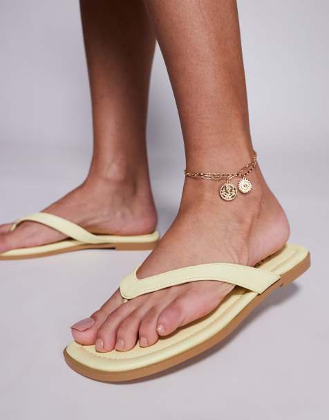 Public Desire thong flat sandals in yellow - view 1
