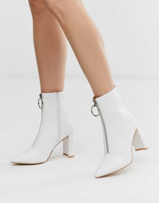 Public Desire Thrill white block heeled ankle boots | ASOS