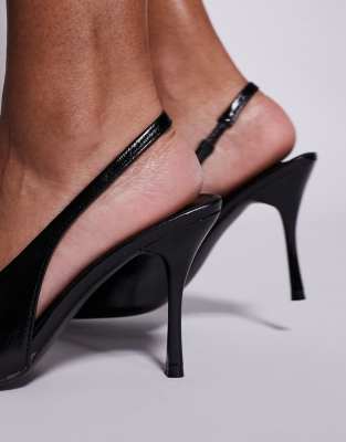 Public Desire Tilapia High Vamp Slingback Heeled Shoes In Black
