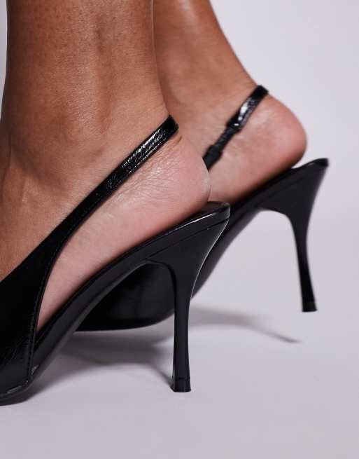 Public Desire Tilapia high vamp slingback heeled shoes in black, 2 of 4