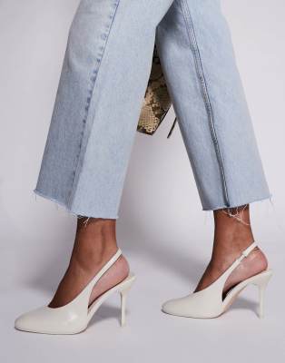 Public Desire Tilapia high vamp slingback heeled shoes in cream - view 1