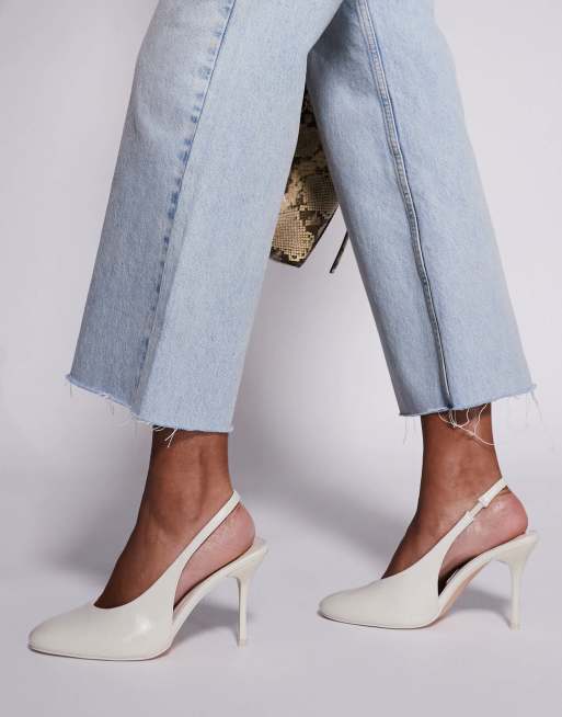 Public Desire Tilapia high vamp slingback heeled shoes in cream