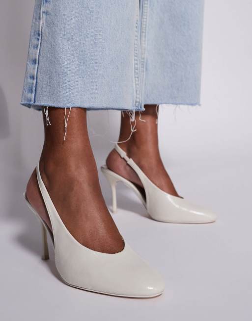 Public Desire Tilapia high vamp slingback heeled shoes in cream