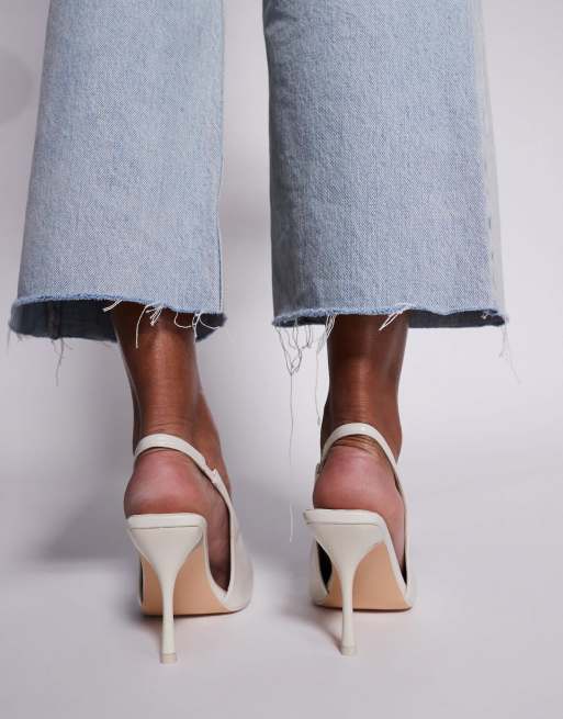 Public Desire Tilapia high vamp slingback heeled shoes in cream