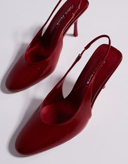Public Desire Tilapia high vamp slingback heeled shoes in red, 4 of 4