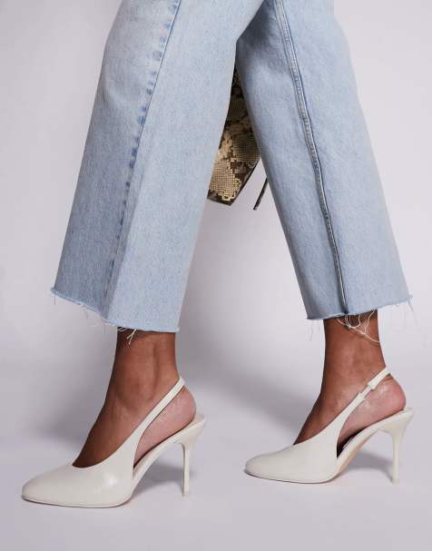 Public Desire – Tilapia – Slingback-Absatzschuhe in Cremeweiß mit hohem Vorderblatt - view 1