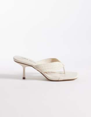 Public Desire Toe Thong Kitten Heel Sandals In Neutral