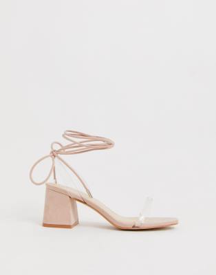 blush mid heel sandals