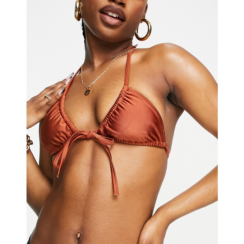 Costumi e Moda mare Bikini Public Desire - Top bikini ruggine con laccetti frontali