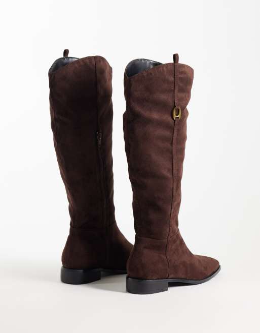 Public Desire - Trench - Botas de montar marrones de antelina, 4 de 4