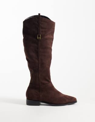 Public Desire Trench Riding Boots In Brown