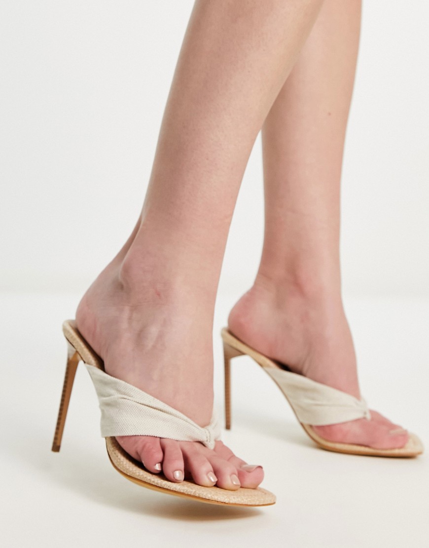 Public Desire Tropic sandals in ecru linen-White