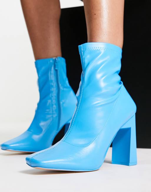 Bright blue ankle clearance boots