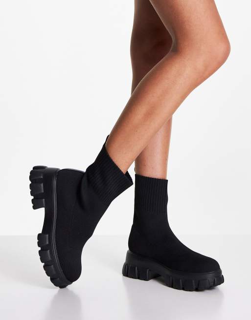 ASOS Slip On Sock Boot Sneakers In Black Knit