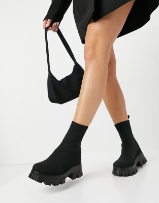 Public Desire Trust chunky sock boots in black