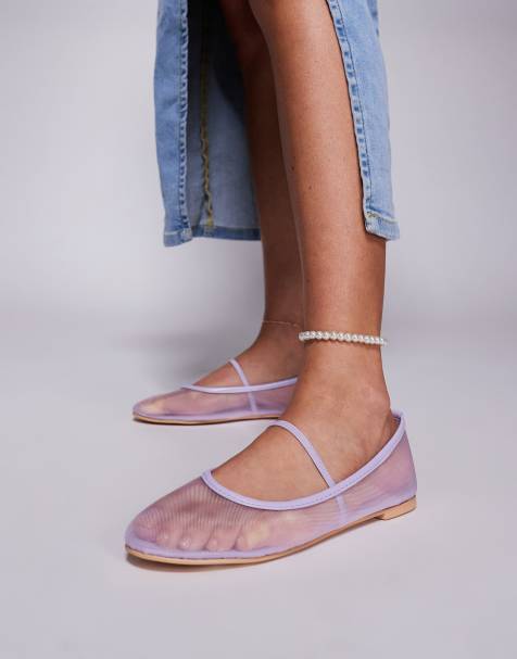 Public Desire Twiggie ballet flats in mesh lilac - view 1