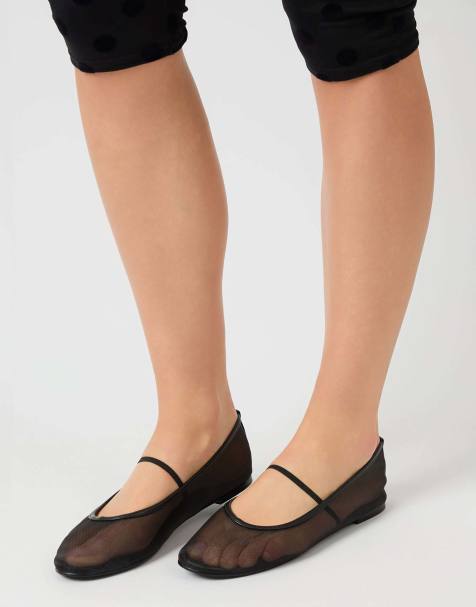 Public Desire Twiggie mesh ballet pumps in black - view 1