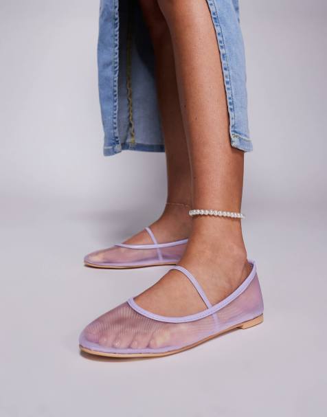Public Desire Twiggie Wide Fit ballet flat in mesh lilac - view 1