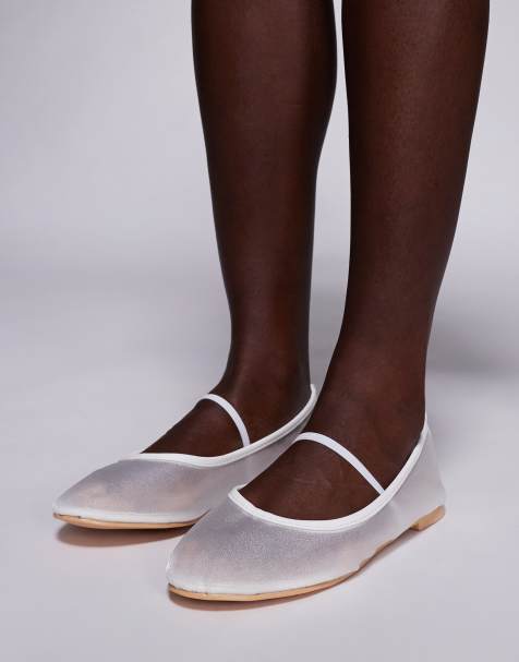 Public Desire Twiggy mesh ballet flats in white - view 1