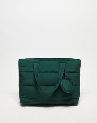 Public Desire Ushio quilted tote bag in green - ASOS Price Checker