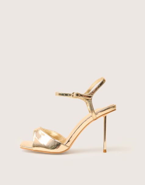Public Desire Vain mirror pu barley there pencil stiletto high heels in gold - view 1
