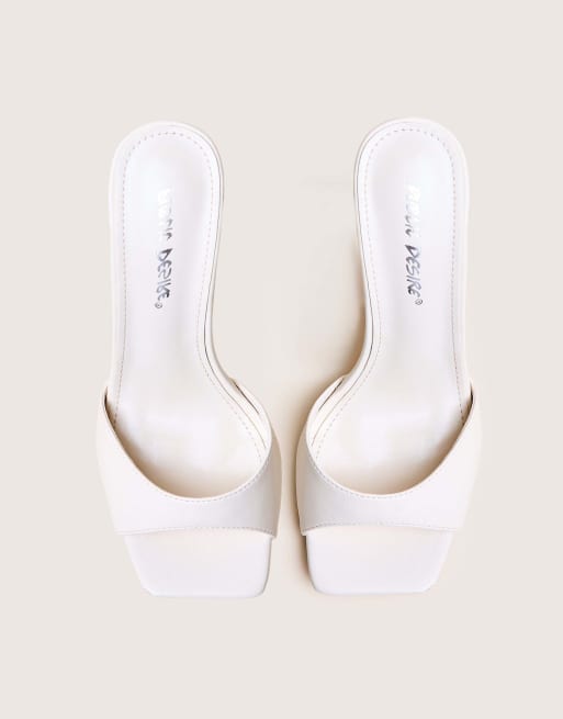 Public Desire Vain pu barley there pencil stiletto high heels in cream & gold, 3 of 4