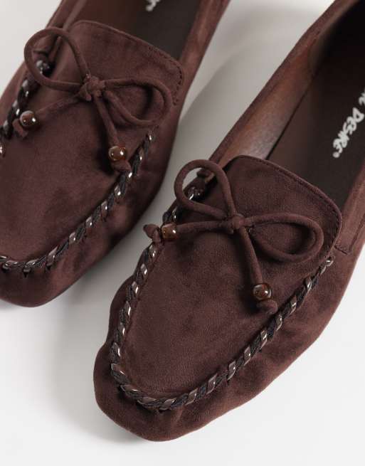 Public Desire Verity loafers i chokladfärgad mockaimitation, 4 av 4