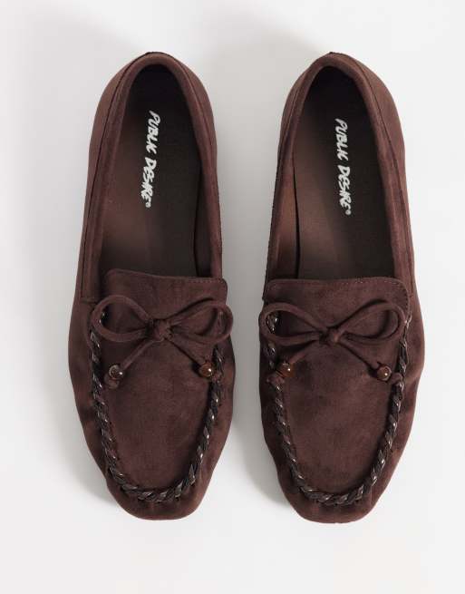 Public Desire Verity mokkasin i chokoladefarvet suedette, 2 af 4