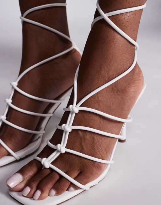 Public Desire Verona strappy heeled sandals in white, 4 of 4