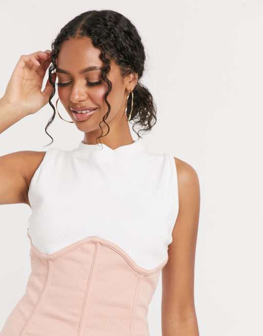 Public Desire - Vestito a fascia corto con cuciture a contrasto, 3 di 4