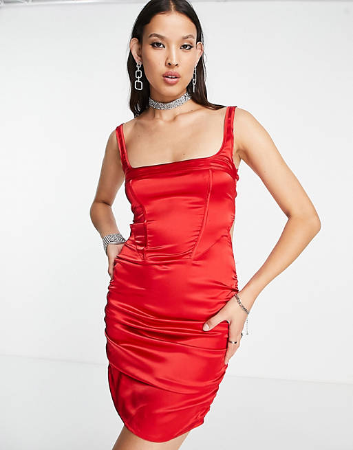 Public Desire - Vestito corto a corsetto rosso con cut-out