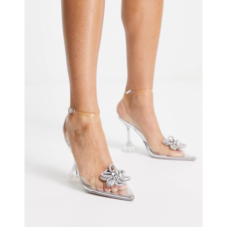 Public Desire Vibez heeled shoes with diamante flower detail in