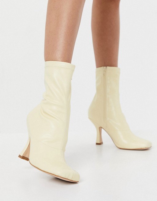 Public Desire Violate sock boots with square toe in vanilla