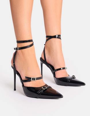  Viper three strap buckle detail court heels 