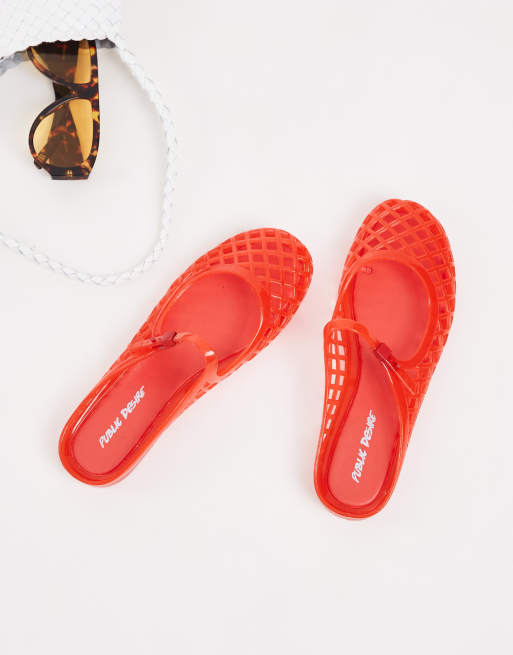 Public Desire - Vivienne - Sabot bassi in gomma rossi, 2 di 7