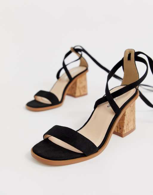 Black cork 2025 heeled sandals