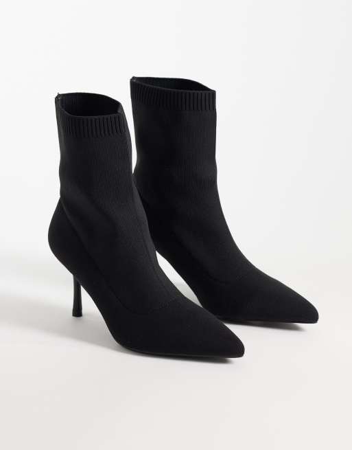 Public Desire - Voha - Botines negros estilo calcetín con tacón de aguja, 2 de 4