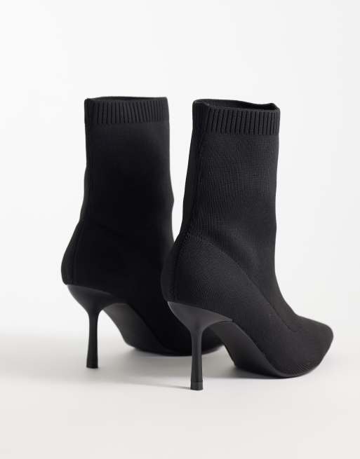 Public Desire - Voha - Botines negros estilo calcetín con tacón de aguja, 4 de 4
