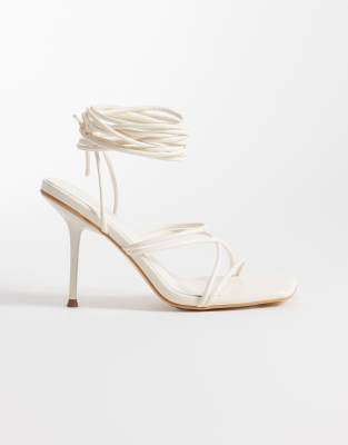  Whimsy strappy heeled sandals in cream