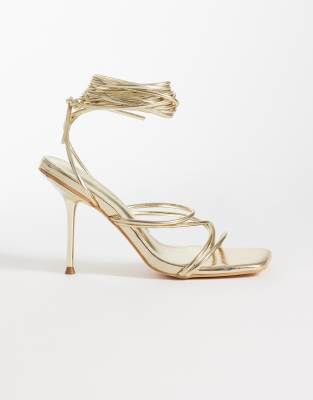 Public Desire Whimsy strappy heeled sandals in gold gold