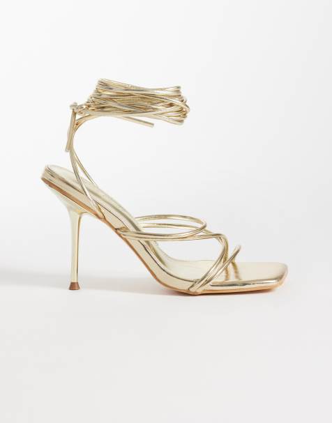 Public Desire Whimsy strappy heeled sandals in gold - view 1
